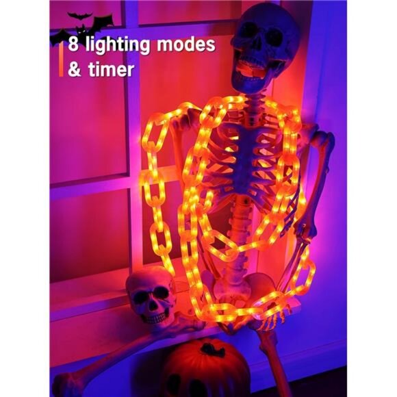 Halloween Decorations Battery String Lights - 10 Ft 160 LED Plastic Chain - Picture 4 of 7